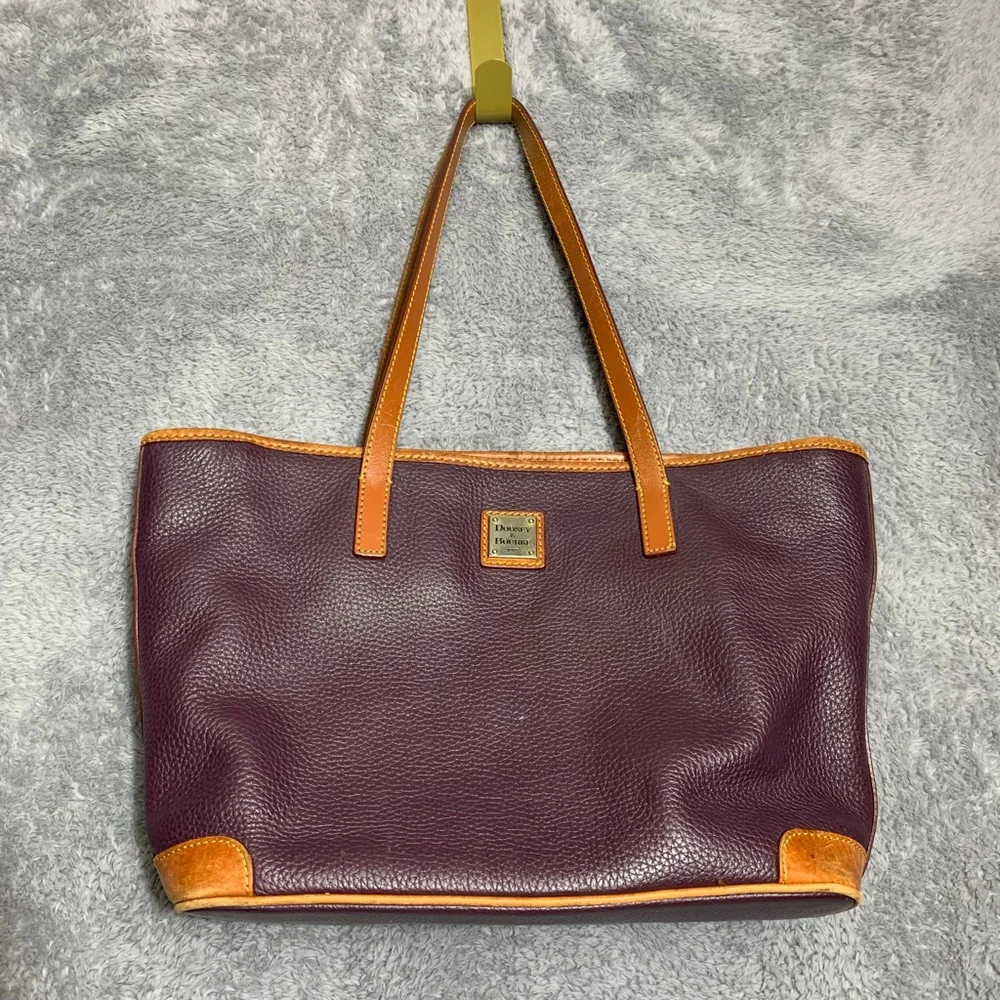 Dooney & Bourke Tote‎ Bag Womens Medium Plum Purple Pebble Leather Shopper Zip